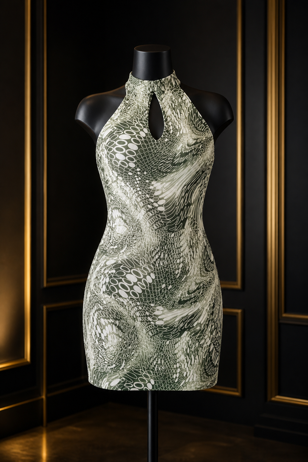 Vikenzo Printed dress - high neck - backless sleeveless -polyester Lycra – Sleeveless design, High neckline – dress product view 1 of 3