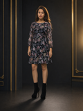 Vikenzo Very elegant long sleeves printed dress-tunik, by Lycra tulle – Long sleeves, Tulle detailing – tunic product view 1 of 4