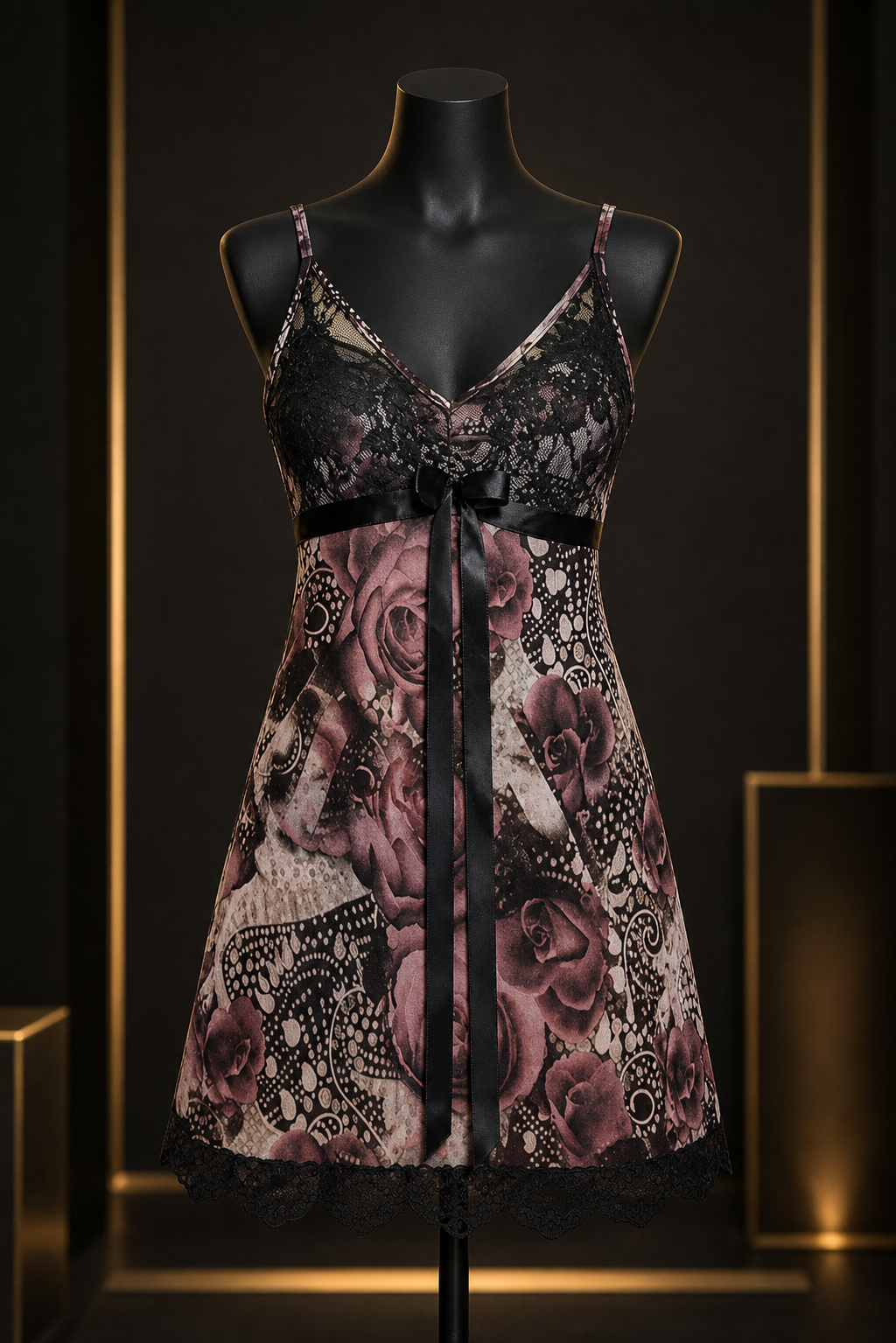 Vikenzo Nightie printed tulle – Tulle detailing, Statement print, Pink, Blue – lingerie product view 1 of 2
