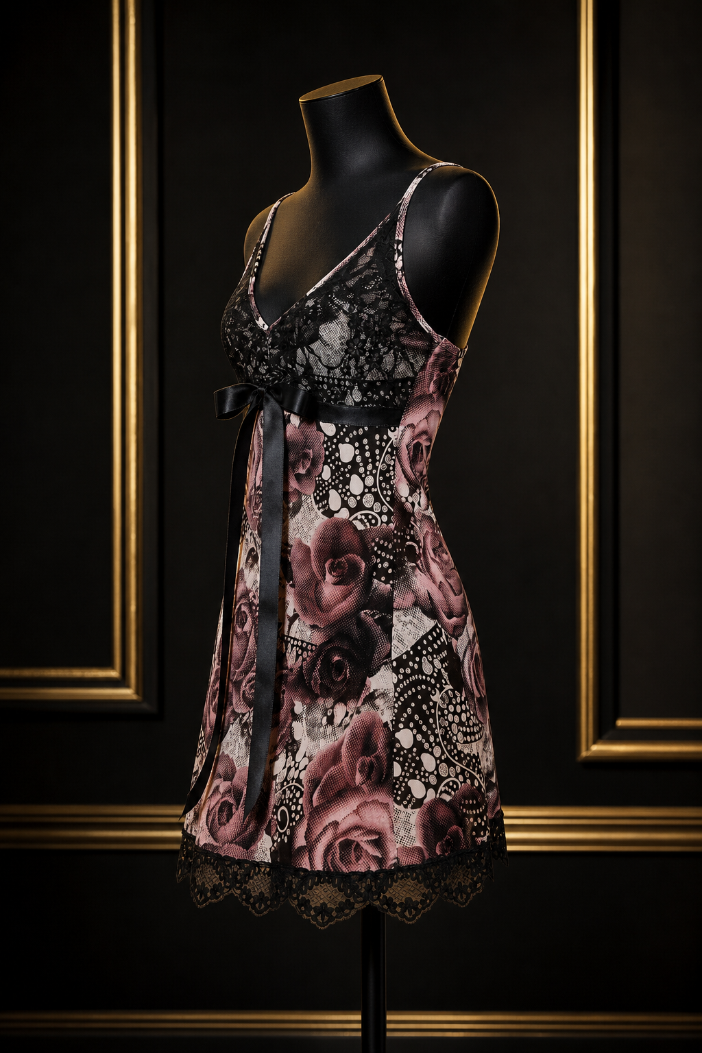 Vikenzo Nightie printed tulle – Tulle detailing, Statement print, Pink, Blue – lingerie product view 2 of 2