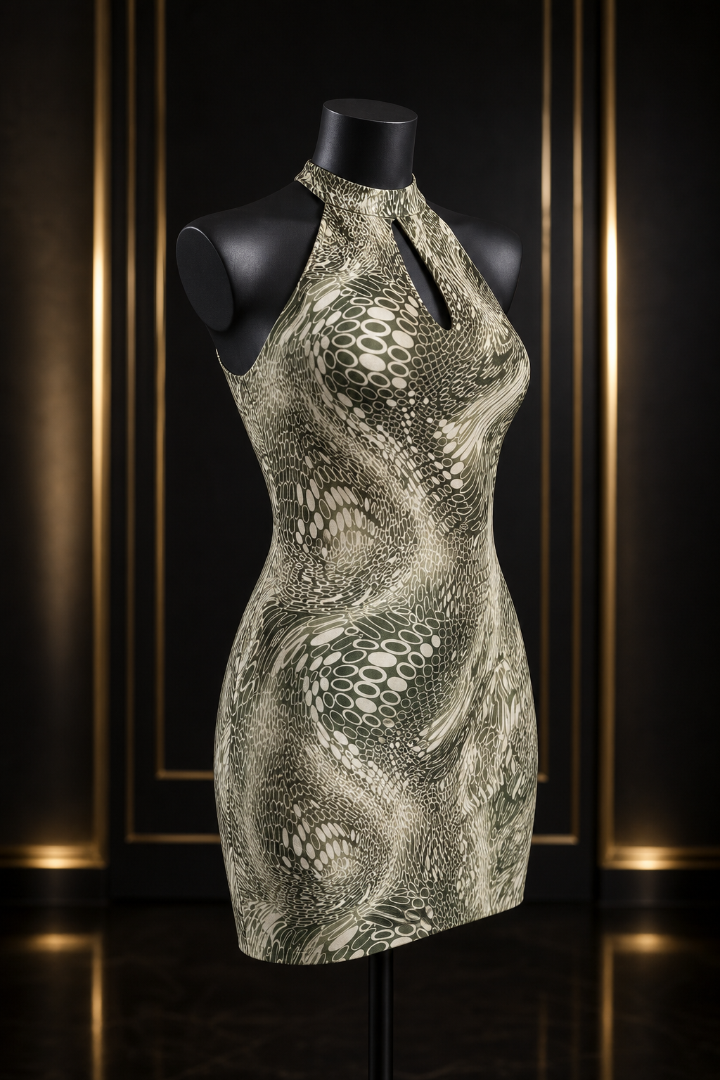 Vikenzo Printed dress - high neck - backless sleeveless -polyester Lycra – Sleeveless design, High neckline – dress product view 2 of 3