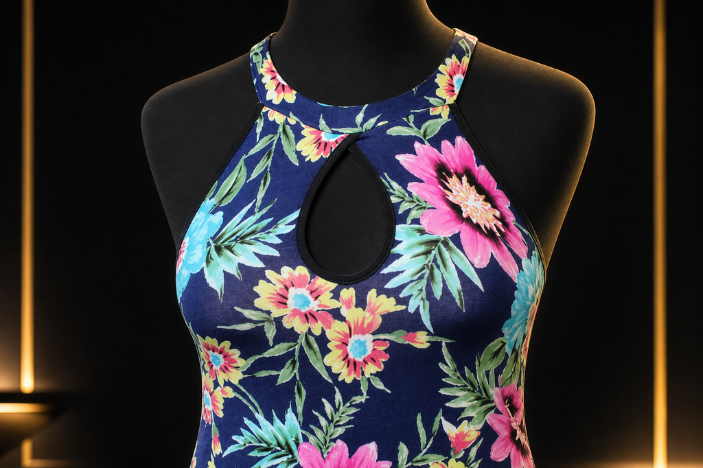 Vikenzo Flared floral printed tunik casual in Lycra polyester,sleeveless.round neck backless with tie – Sleeveless design, Round neckline – tunic product view 4 of 4