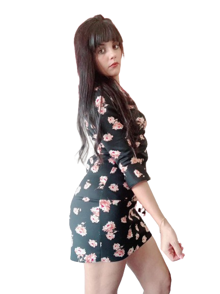 Robe à imprimé floral en élasthanne Lycra col en U. Demi-manches 