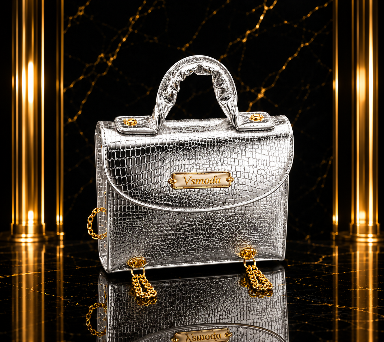 Vikenzo Fashion small handbags, synthetic leather – Gold, Silver – handbag product view 3 of 7