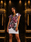 Vikenzo Floral dress in polyamid Lycra small sleeves and U-neck – Short sleeves, U-neckline, Printed – dress product view 1 of 3