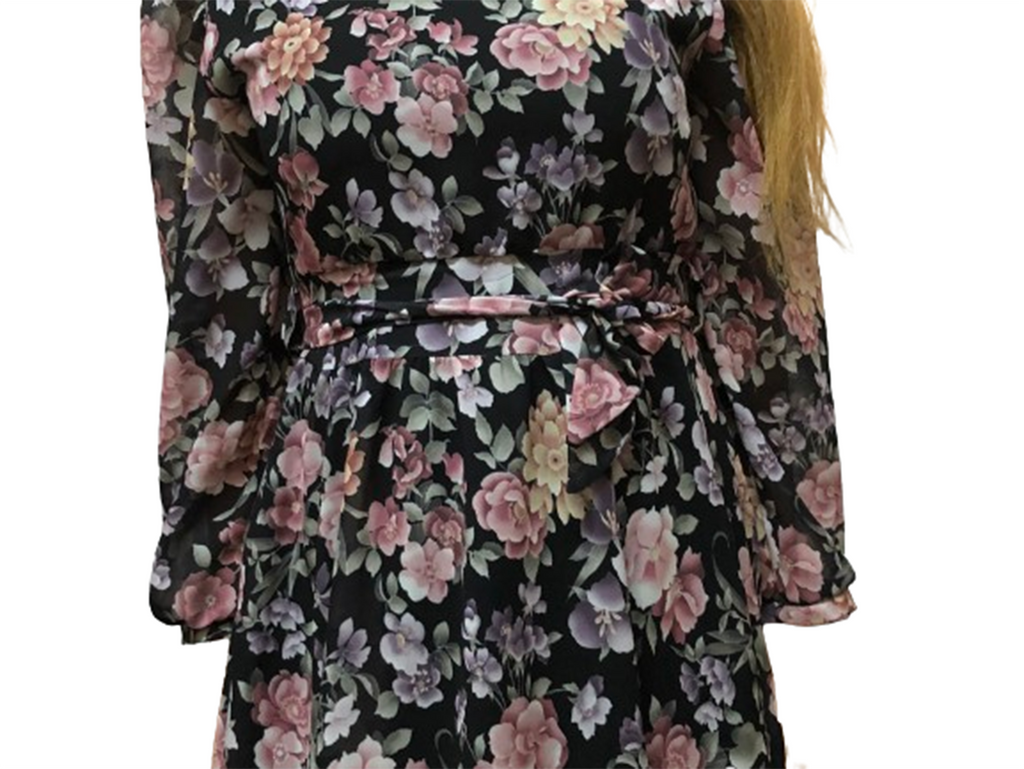 Robe-tunique imprimée à manches longues très élégante, par Lycra Tulle. 
