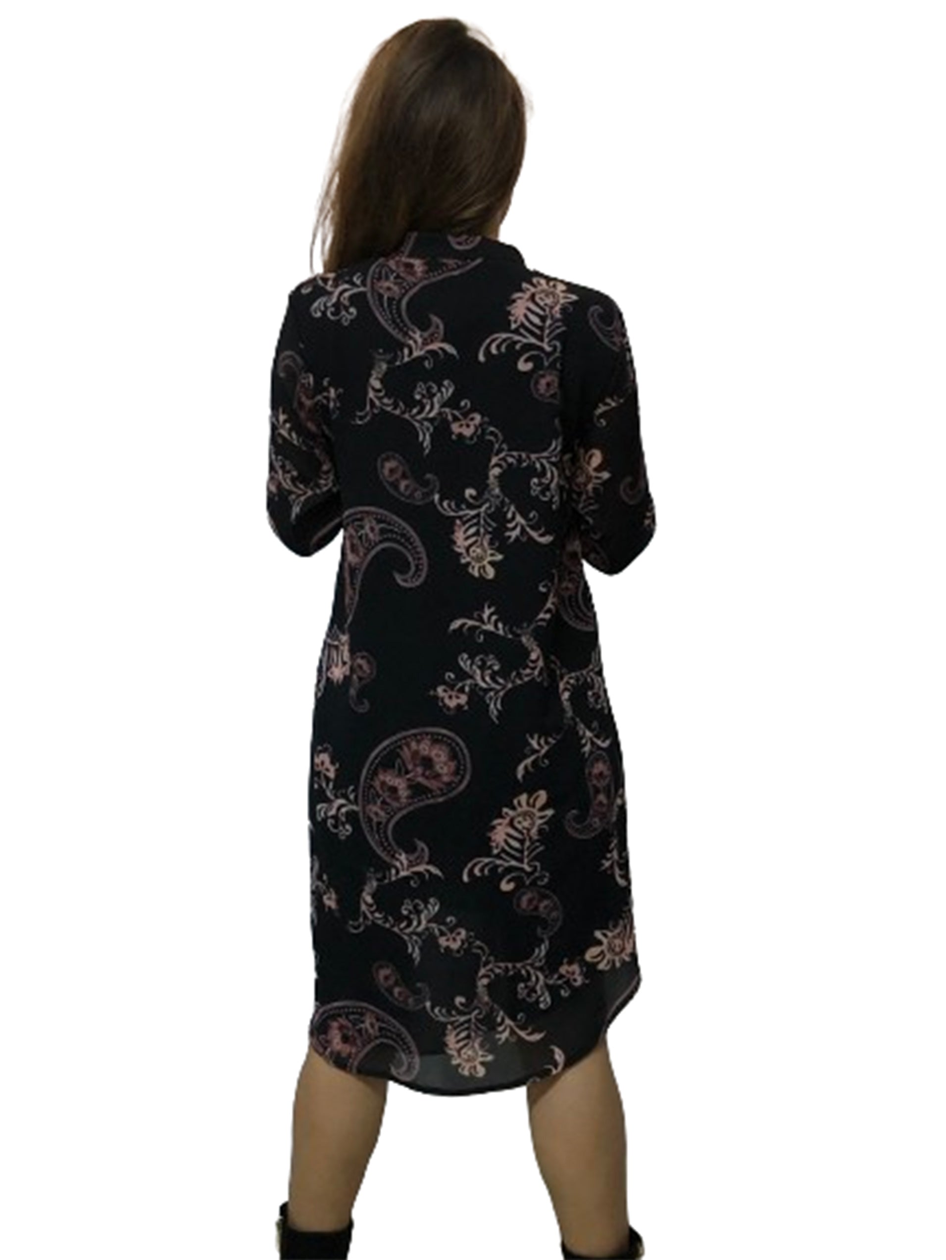 Charmante robe tunique imprimée à manches longues avec tulle en polyester. 
