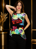 Vikenzo Printed tunic in very comfortable skuba, sleeveless U-neck – Sleeveless design, U-neckline – tunic product view 1 of 4